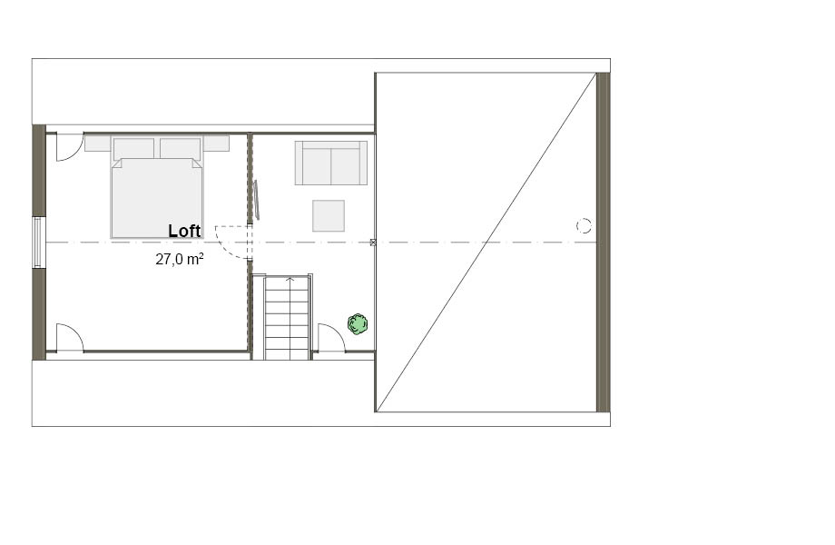 Planlösning M loft spegelvänd Villa Strandö